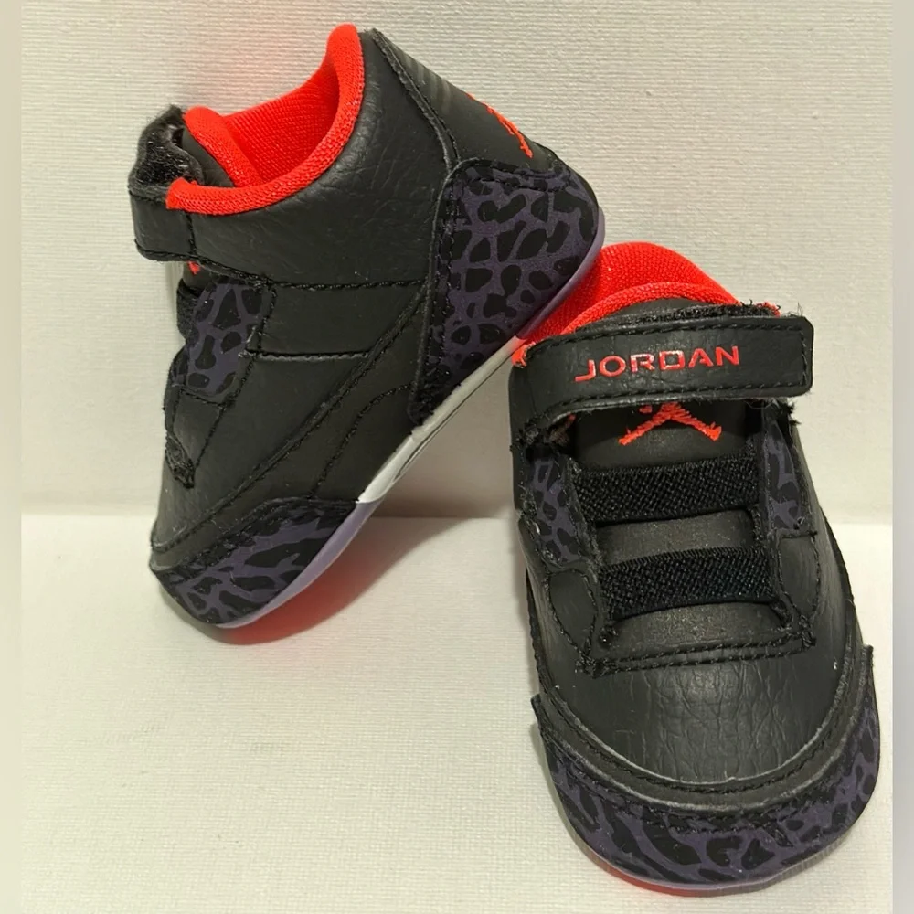 (50)- Collectible Black, Red, And 💜Purple Cheetah Print Baby Jordan Retro’s 🔥1